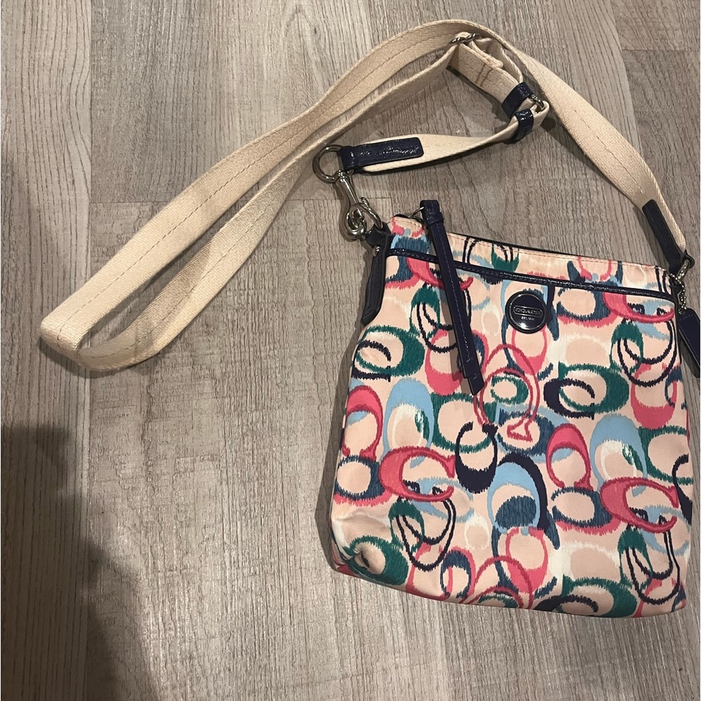 Vintage Coach Ikat Scribble Signature Crossbody Shoulder Strap Bag Purse - Picture 3 of 10